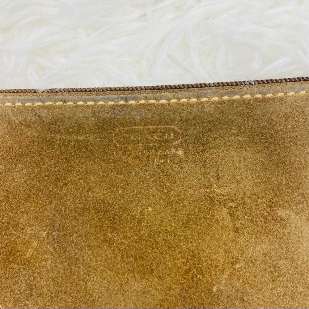 COACH brown suede leather small clutch wrist wallet - Picture 13 of 14
